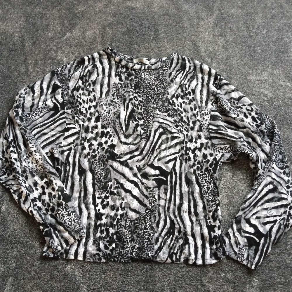 Zara sheer lace zebra print top